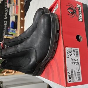 Redback Black Leather Men's Boots